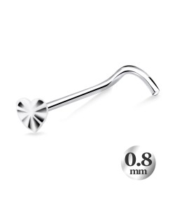 Hearts Twinkle Silver Curved Nose Stud NSKB-771 (0.8mm) 